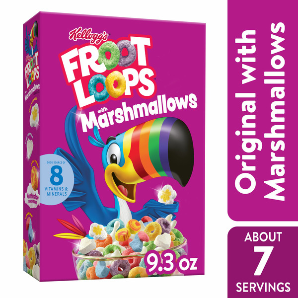 Cereal Kellogg Froot Loops Breakfast Cereal, Kids Cereal, Family Breakfast, Original with Marshmallows hero