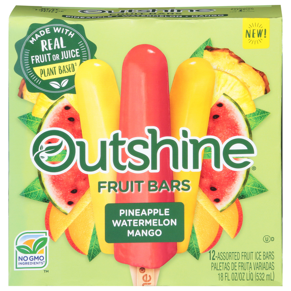 Ice Cream & Ice Outshine Fruit Bars, Pineapple Watermelon Mango hero