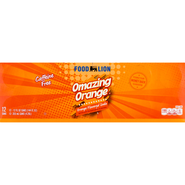 Soft Drinks Food Lion Soda, Caffeine Free, Omazing Orange hero