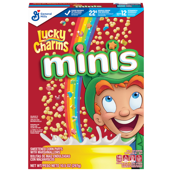 Cereal Lucky Charms Corn Puffs, Minis hero