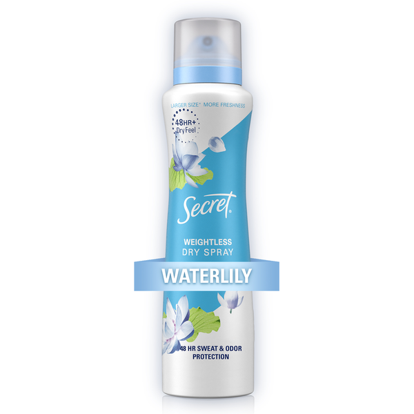 Deodorants Secret Dry Spray Antiperspirant Deodorant, Waterlily and Argan Oil hero