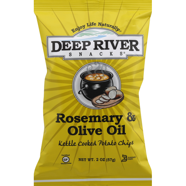 Chips & Pretzels Deep River Snacks Potato Chips, Kettle Cooked, Rosemary & Olive Oil hero