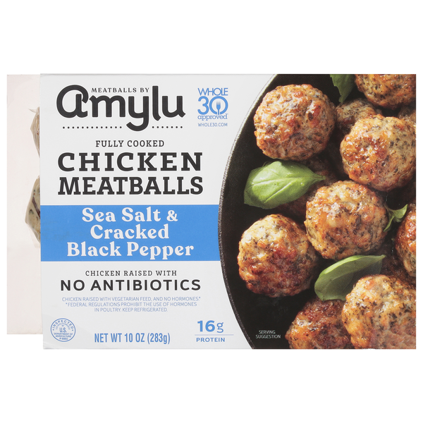 Packaged Poultry Amylu Chicken Meatballs, Sea Salt & Cracked Black Pepper hero