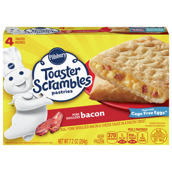 Frozen Breakfast Pillsbury Toaster Pastries, Pork Shoulder Bacon hero