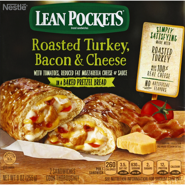 Frozen Meals Nestlé Lean Pockets Roasted Turkey, Bacon & Cheese Frozen Sandwiches hero