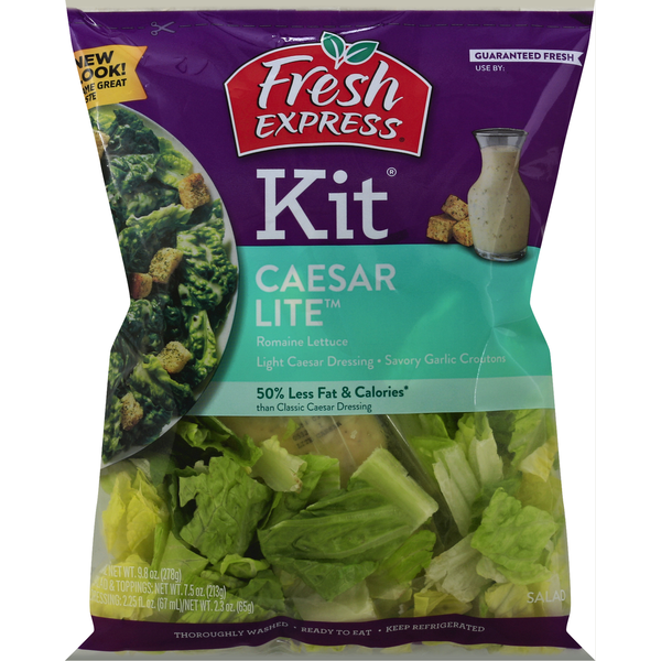 Bagged Salads/Kits/Toppings FRESH EXPRESS Salad Kit, Caesar Lite hero