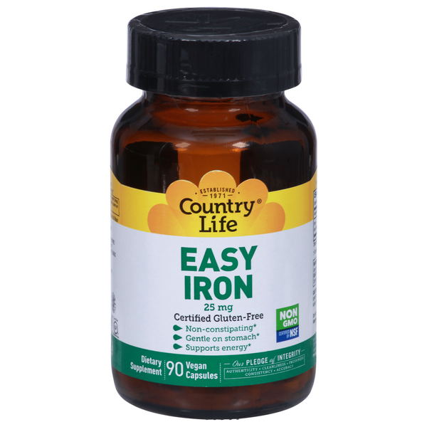 Vitamins & Supplements Country Life Easy Iron, 25 mg, Vegan Capsules hero