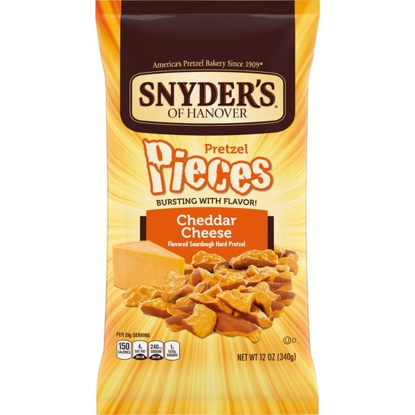 Chips & Pretzels Snyder's of Hanover Cheddar Cheese Pretzel Pieces hero