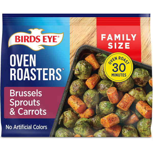 Frozen Meals Birds Eye Oven Roasters, Brussels Sprouts & Carrots, Frozen Vegetables hero