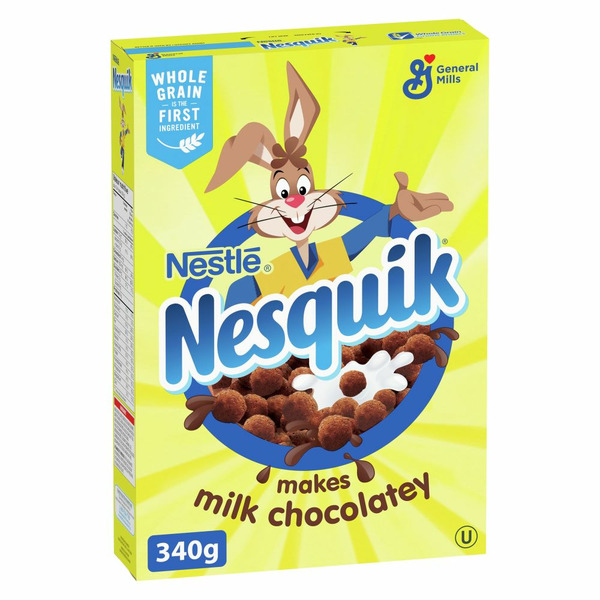 Cereal Nestlé NESQUIK Chocolate Breakfast Cereal, Whole Grains and Fibre hero