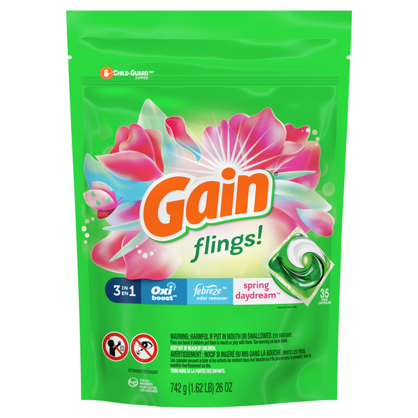 Laundry Gain flings! Laundry Detergent Pacs, 35 Count, Spring Daydream Scent hero