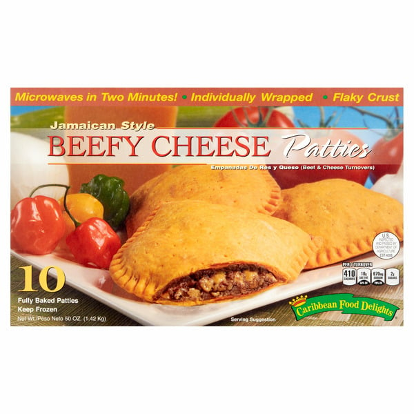 Frozen Meals Caribbean Food Delights Jamaican Style Beefy & Cheese Turnovers Patties hero