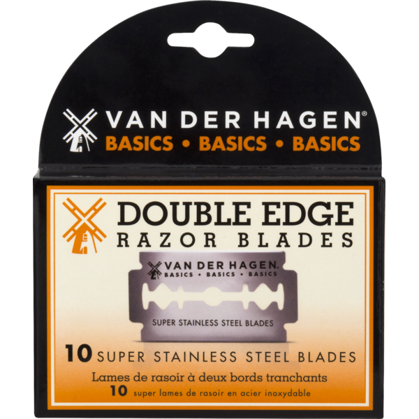 Shave Needs Van Der Hagen Razor Blades, Stainless Steel, Double Edge, Basics, Box hero