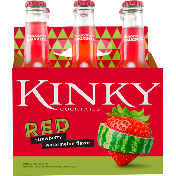 Malt Beverages KINKY Cocktails, Red, Strawberry Watermelon Flavor, 6 Pack hero