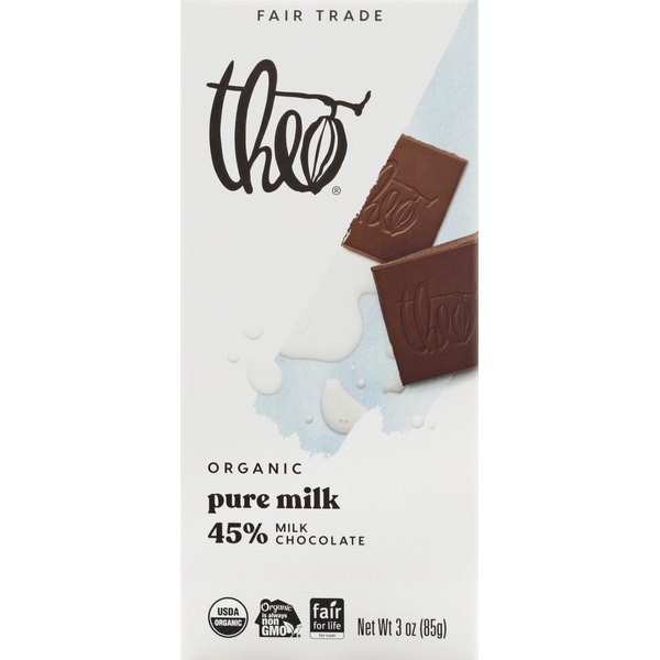 Candy & Chocolate Theo Chocolate Milk Chocolate, Organic, Pure Milk, 45% hero