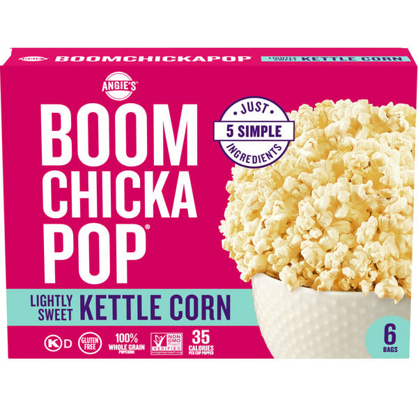 Popcorn & Jerky Angie's BOOMCHICKAPOP Lightly Sweet Kettle Corn Microwave Popcorn hero