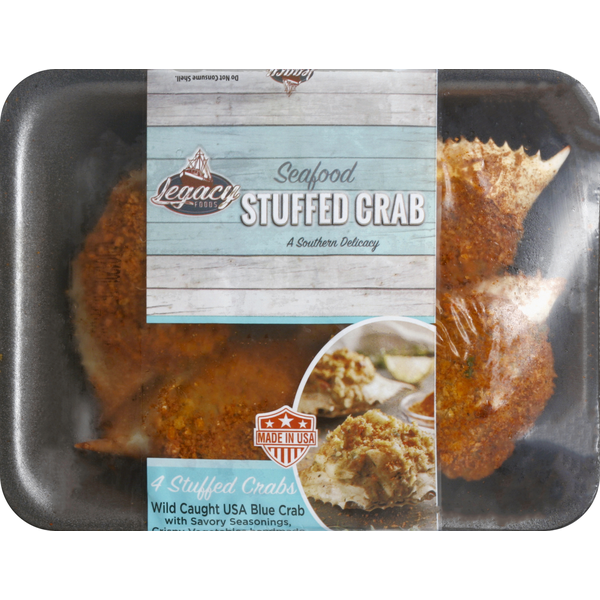 Fresh Crab & Shellfish Legacy Foods Stuffed Crab, Seafood hero