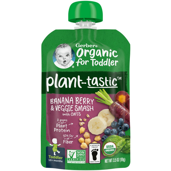 Baby Food & Formula Gerber Organic Baby Food Toddler Plant-Tastic Banana Berry & Veggie Smash Puree Pouch hero