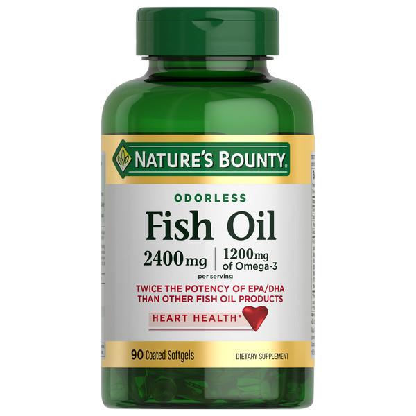 Nature's Bounty Fish Oil, Odorless, 2400 mg, Coated Softgels hero