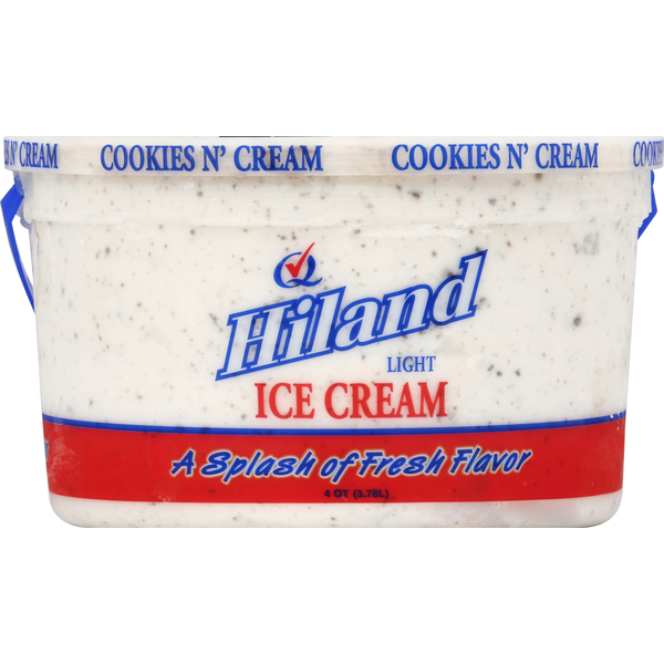 Hiland Dairy Ice Cream, Light, Cookies N' Cream, Family Pak hero