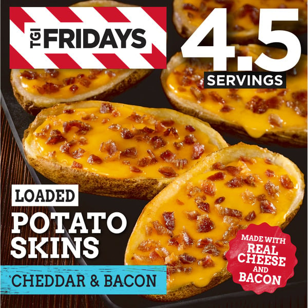 Frozen Appetizers & Sides TGI Fridays Loaded Cheddar & Bacon Potato Skins Frozen Snacks hero