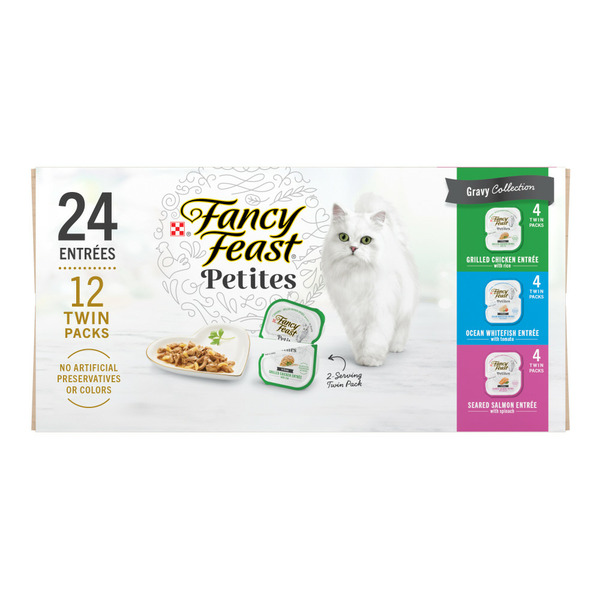 Cat Food Fancy Feast Petites Gourmet Wet Cat Food , Petites Gravy Collection, break-apart tubs, 24 servings hero