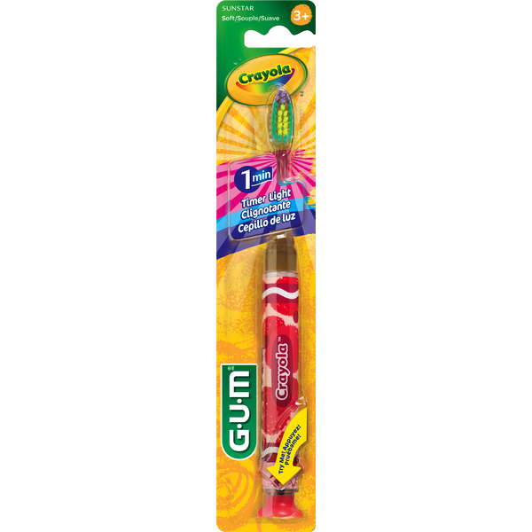 Oral Hygiene GUM Toothbrush, Crayola, Timer Light, Soft hero