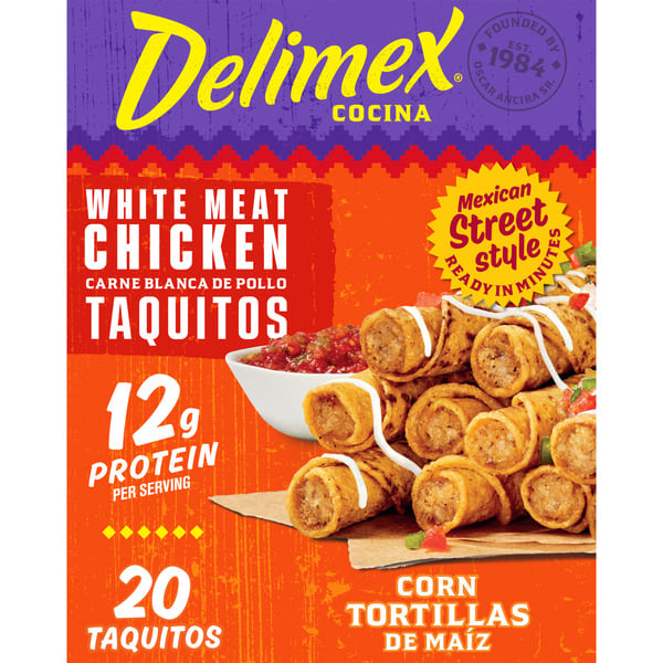 Frozen Appetizers & Sides Delimex Chicken Corn Taquitos Frozen Snacks hero