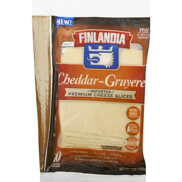 Packaged Cheese Finlandia Cheese Slices, Premium, Cheddar-Gruyere hero