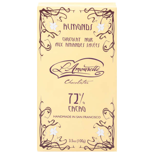 Candy & Chocolate L'Amourette Dark Chocolate, Almonds, 72% Cacao hero