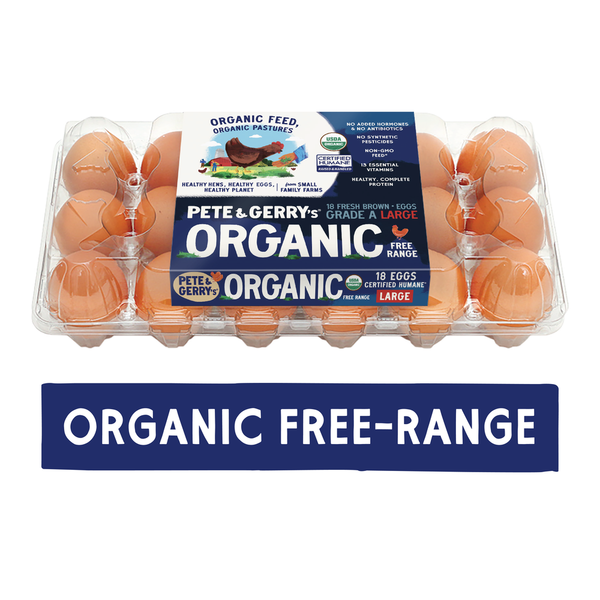 Pete and Gerry’s Organic Eggs Eggs, Organic, Brown, Free Range, Large hero