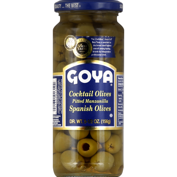 Pickled Goods & Olives Goya Pitted Manzanilla Cocktail Olives Spanish Olives hero