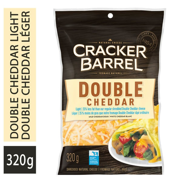 Other Creams & Cheeses Cracker Barrel Double Cheddar Light Shredded Cheese hero