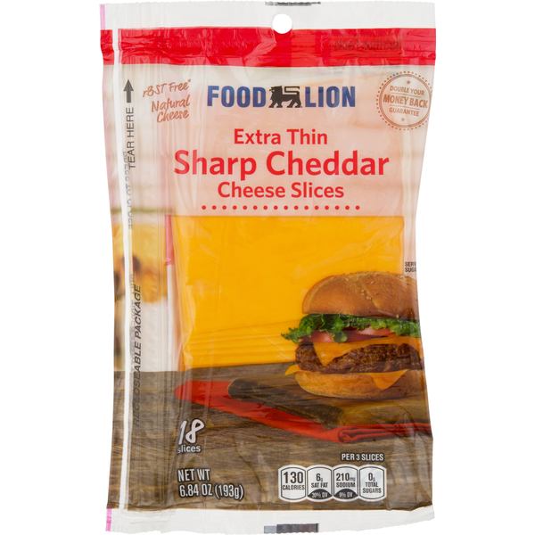 Packaged Cheese Food Lion Natural Sharp Cheddar Cheese Extra Thin Slices hero