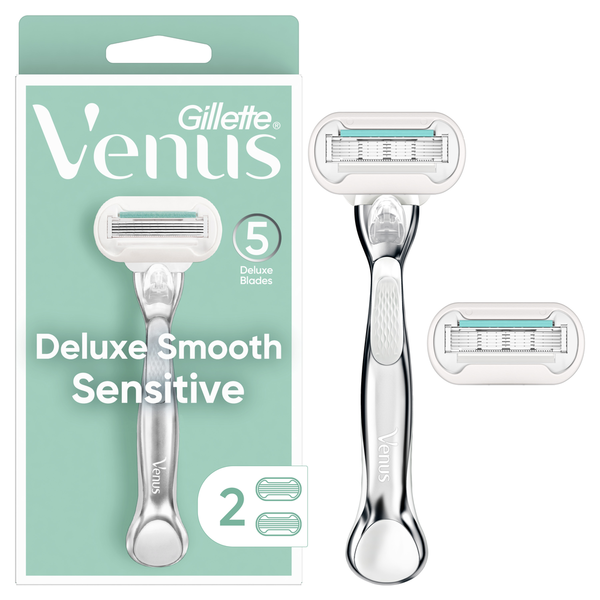 Shave Needs Gillette Venus Gillette Deluxe Smooth Sensitive Women's Razor Handle + 2 Blade Refills hero