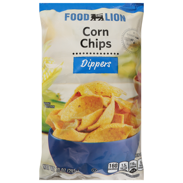 Chips & Pretzels Food Lion Corn Chips, Dippers hero