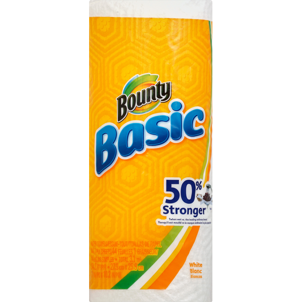 Paper Goods Bounty White Paper Towels, Regular Roll hero