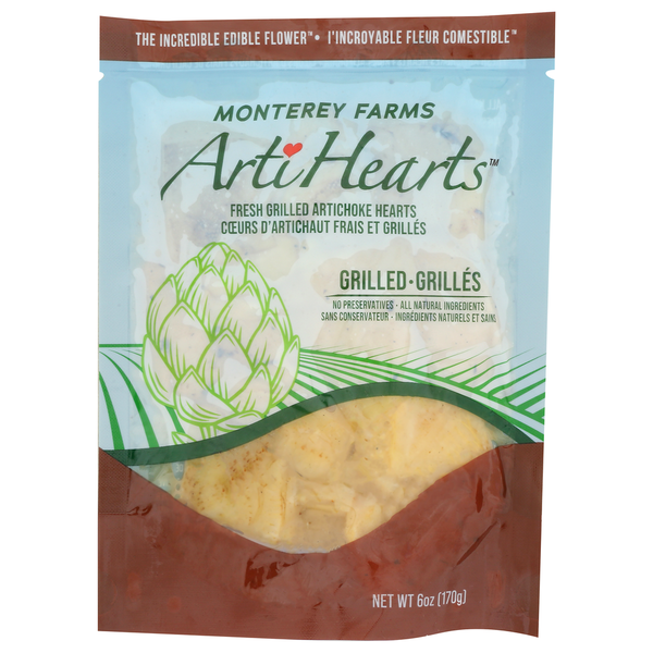 Packaged Vegetables & Fruits Monterey Farms ArtiHearts Organic Fresh Grilled Artichokes hero