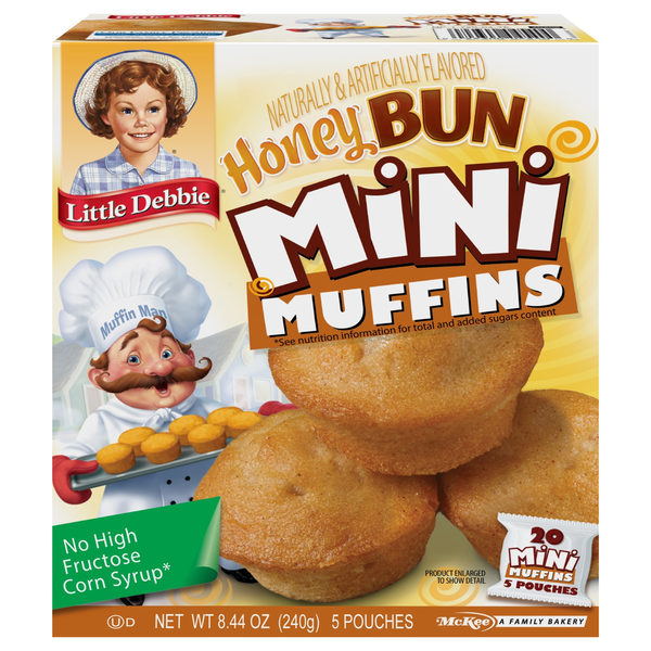 Breakfast Bakery Little Debbie Muffins, Honey Bun, Mini hero