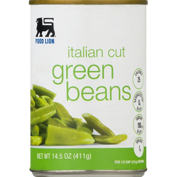 Canned & Jarred Vegetables Food Lion Green Beans, Italian Cut hero