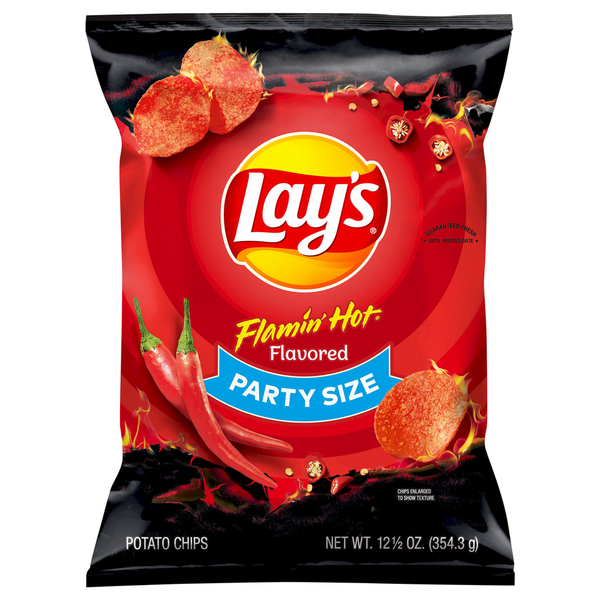 Chips & Pretzels Lay's Potato Chips, Flamin' Hot Flavored, Party Size hero