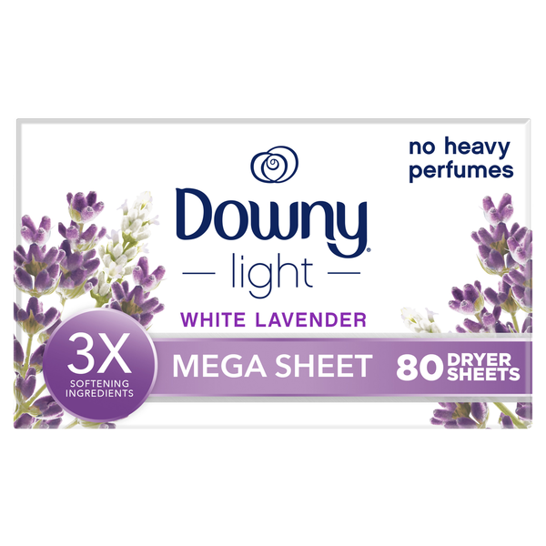 Laundry Downy Light Mega Dryer Sheets, White Lavender hero