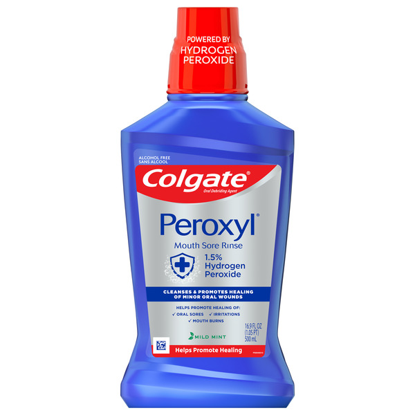 Oral Hygiene Colgate Peroxyl Mouth Sore Antiseptic Mouthwash, Alcohol Free, Mild Mint hero