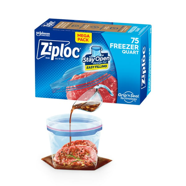 Food Storage Ziploc® Brand Freezer Bags with Stay Open Design for Easy Filling hero