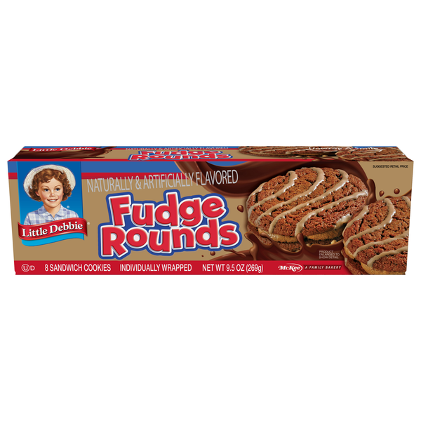 Cookies & Cakes Little Debbie Sandwich Cookies, Fudge Rounds hero