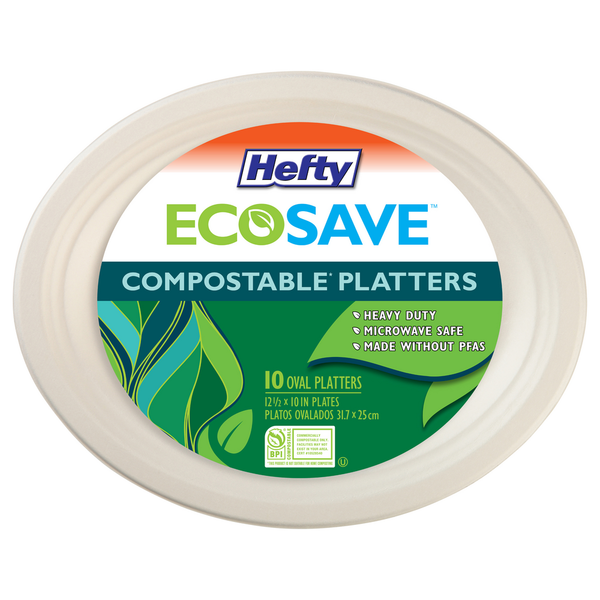 Plates, Bowls, Cups & Flatware Hefty Compostable Platters, Oval hero