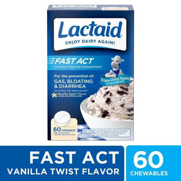 Digestion Lactaid Fast Act Lactose Relief Chewables, Vanilla hero