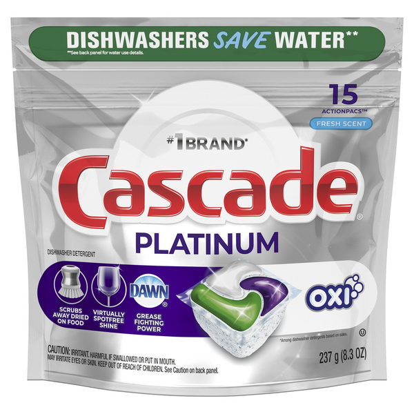 Dish Detergents & Tools Cascade Dishwasher Detergent Pods + Oxi, Fresh hero