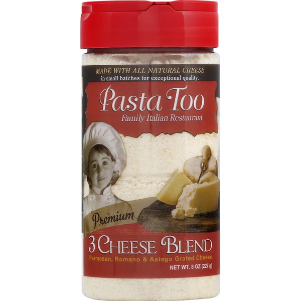 Dry Pasta Pasta Too Cheese, 3 Cheese Blend, Premium hero