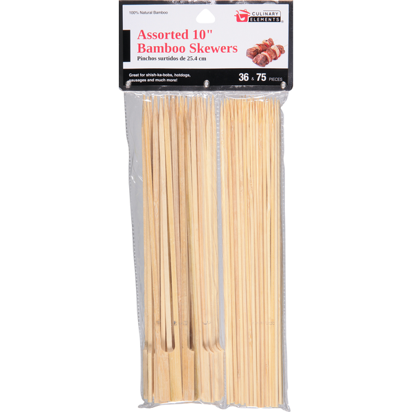 Kitchen Supplies Culinary Elements Skewers, Bamboo, Assorted, 10 Inch hero